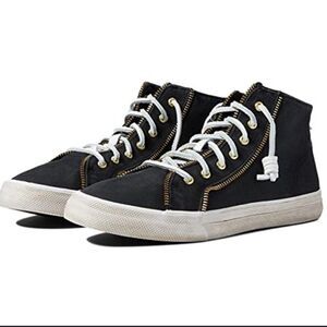 Sperry Collab Rebecca Minkoff High Top Lace Up Zipper Sneakers Black, 8 NWOB
